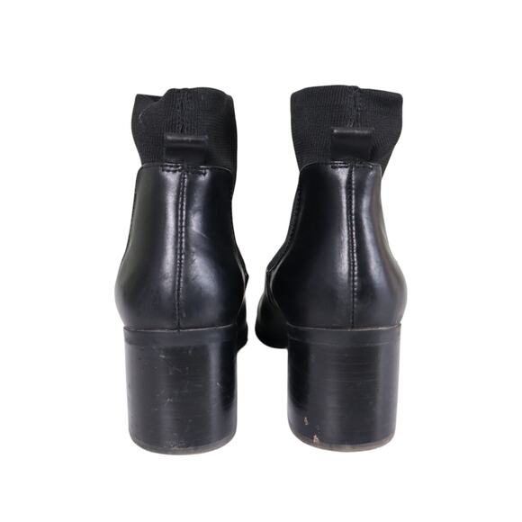 Steve Madden Womens Erika Bootie Size 8 Black Leather Stretchy Sock Stacked Heel - Picture 6 of 12